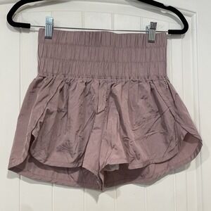 Free People High Waist Running Shorts Womens Size Small Mauve Pleated Athletic